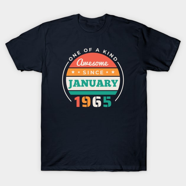 Retro Awesome Since January 1965 Birthday Vintage Bday 1965 T-Shirt by Now Boarding